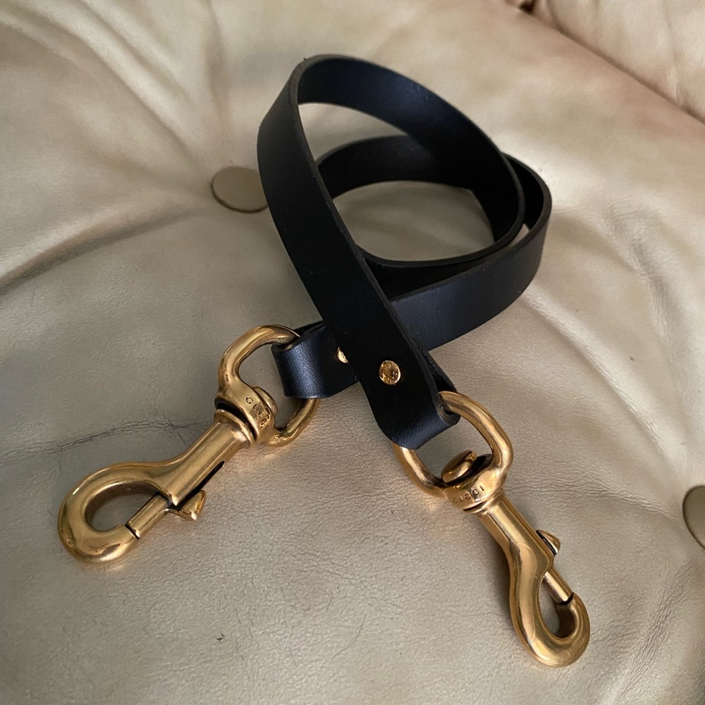 GUCCI Replacement Smooth Leather Strap for Shoulder Bag Black Brass GG - Picture 3 of 8